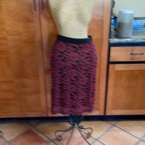 NY Collection black skirt with burgundy lace like over the top